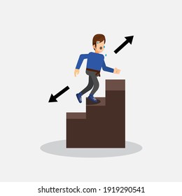 climbing  up the stairs cartoon of vector illustration