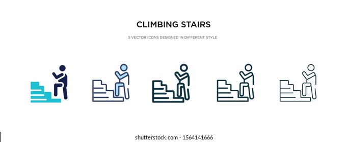 climbing stairs icon in different style vector illustration. two colored and black climbing stairs vector icons designed in filled, outline, line and stroke style can be used for web, mobile, ui