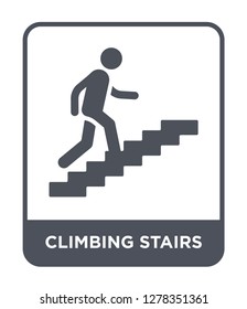 climbing stairs icon vector on white background, climbing stairs trendy filled icons from Behavior collection, climbing stairs vector illustration