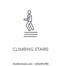 Climbing Stairs linear icon. Climbing Stairs concept stroke symbol design. Thin graphic elements vector illustration, outline pattern on a white background, eps 10.