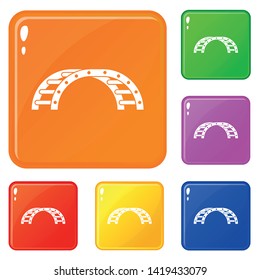 Climbing stairs on a playground icons set collection vector 6 color isolated on white background