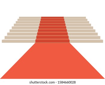 Climbing stairs with red carpet on a white background 