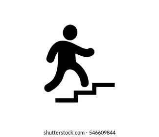climbing up the stairs stickman figure person people human pictogram image vector icon