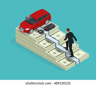 Climbing the stairs to success. Business concept. The monetary goal machine