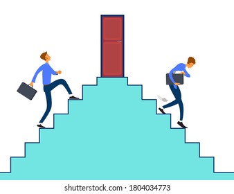Climbing success stair side & down failure side