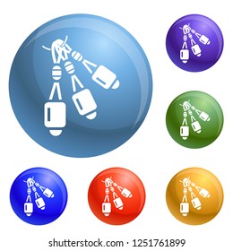 Climbing tool icons set vector 6 color isolated on white background