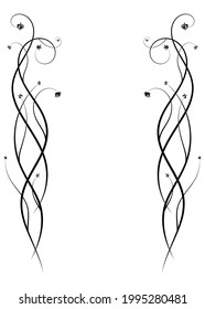 climbing tree with berries and leaves frame ornament. sketch doodle style image