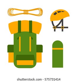 Climbing trekking backpack vector illustration.