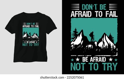 Climbing t-shirt design concept. Designed with Mountain, Silhouette, trees and vintage style.