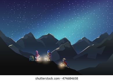 climbing under star
