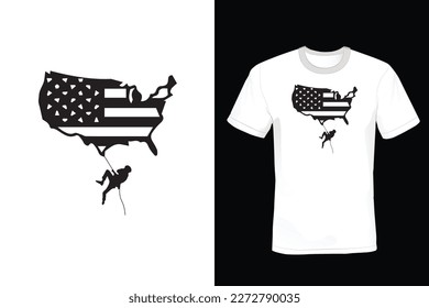 Climbing US Flag T shirt design, vintage, typography