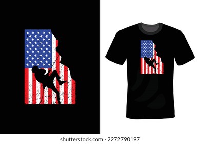 Climbing US Flag T shirt design, vintage, typography