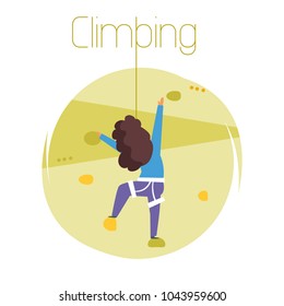 Climbing. Vector. Cartoon. Isolated art. Flat