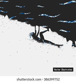Climbing. Vector eps10 illustration. Particle divergent composition