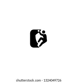 Climbing Vector Icon. Climber Man, Mountain Sport, Climb Wall Symbol, Pictogram.