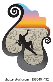 climbing vector illustration design for cover, T-shirt, bag, pillow cover, poster design, wall decoration and tattoo.