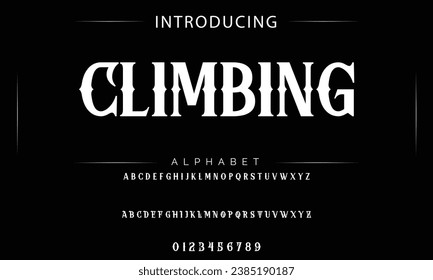 Climbing Vintage decorative font. Lettering design in retro style with label. Perfect for alcohol labels, logos, shops and many other.