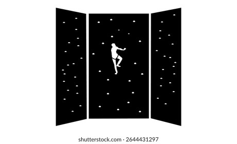 climbing wall, black isolated silhouette