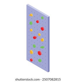 Climbing wall with colorful footholds is waiting for climbers