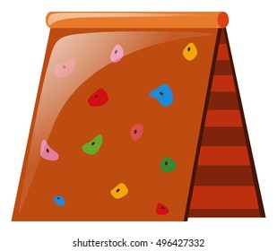 Climbing wall with colorful rocks illustration
