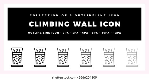 Colección de icono de pared de escalada. 6 iconos de líneas de contorno