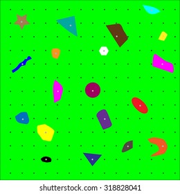 Climbing wall pattern close up. Surface and active climbing, handhold and vertical game, stain and facade, vector graphic illustration