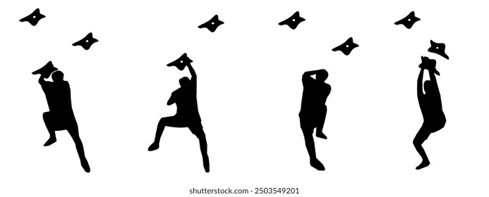 climbing wall silhouette collection set. vector illustration.