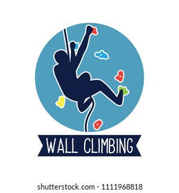 climbing wall sport logo, vector illustration