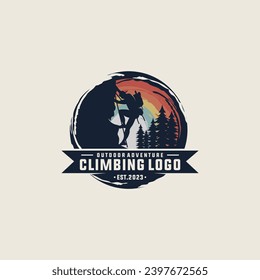 Climbing wall sport logo, vector illustration