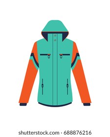 Climbing winter jacket isolated vector icon. Outdoor activity, nature traveling equipment element.