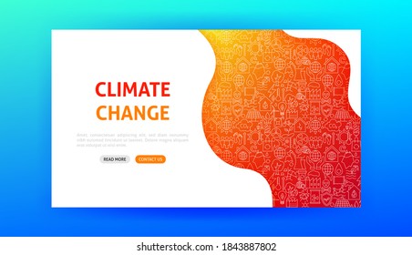 Clinate Change Landing Page. Vector Illustration of Outline Design.
