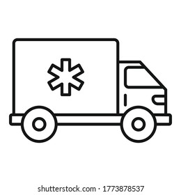 Clinic ambulance car icon. Outline clinic ambulance car vector icon for web design isolated on white background