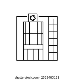 Clinic building black line icon. Editable stroke.Vector element