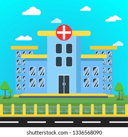 Clinic Building Conceptual Design Ilustration Vector