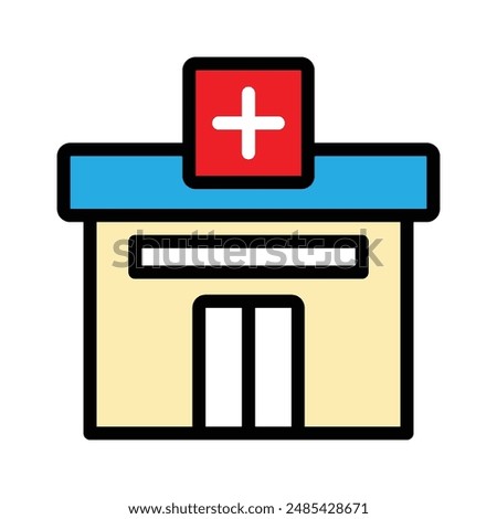 Clinic building icon, vector illustration, filled style, best used for web
