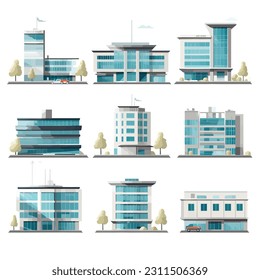 Clinic building set vector isolated on white