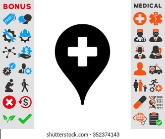 Clinic Building vector icon. Style is flat symbol, color, rounded angles, white background.