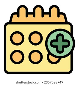 Clinic calendar icon outline vector. Hospital room. Medical patient color flat