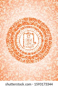 clinic history icon inside abstract orange mosaic emblem
