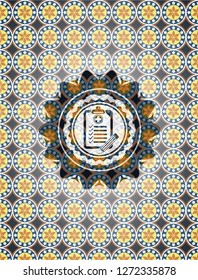 clinic history icon inside arabesque badge background. arabic decoration.