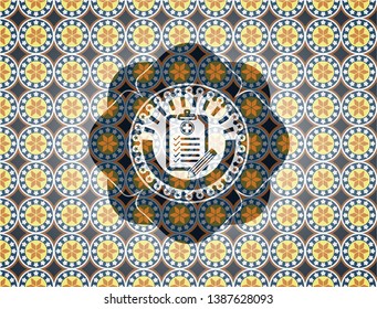 clinic history icon inside arabesque style badge. arabic decoration.