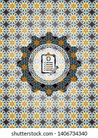 clinic history icon inside arabesque style badge. arabic decoration.
