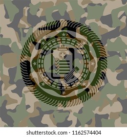 clinic history icon inside camouflaged emblem