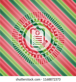clinic history icon inside christmas badge background.