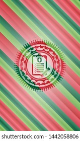 clinic history icon inside christmas style emblem.