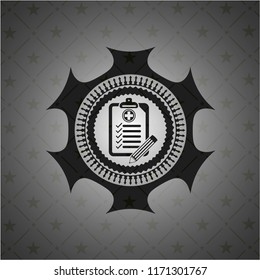 clinic history icon inside dark emblem
