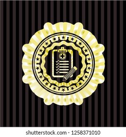 clinic history icon inside golden emblem