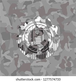 clinic history icon inside grey camouflage texture