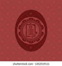 clinic history icon inside realistic red emblem