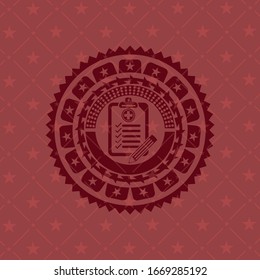 clinic history icon inside realistic red emblem